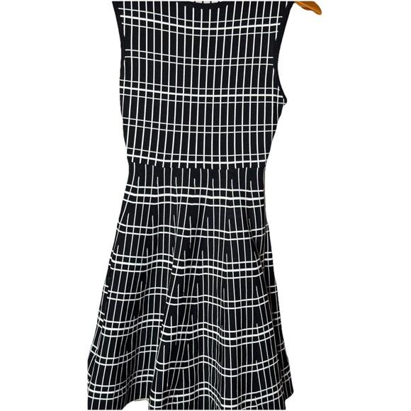 Dresses & Skirts - Zara Women Black White Plaid Size S Fit & Flare Dress Empire Waist Stretch Knit